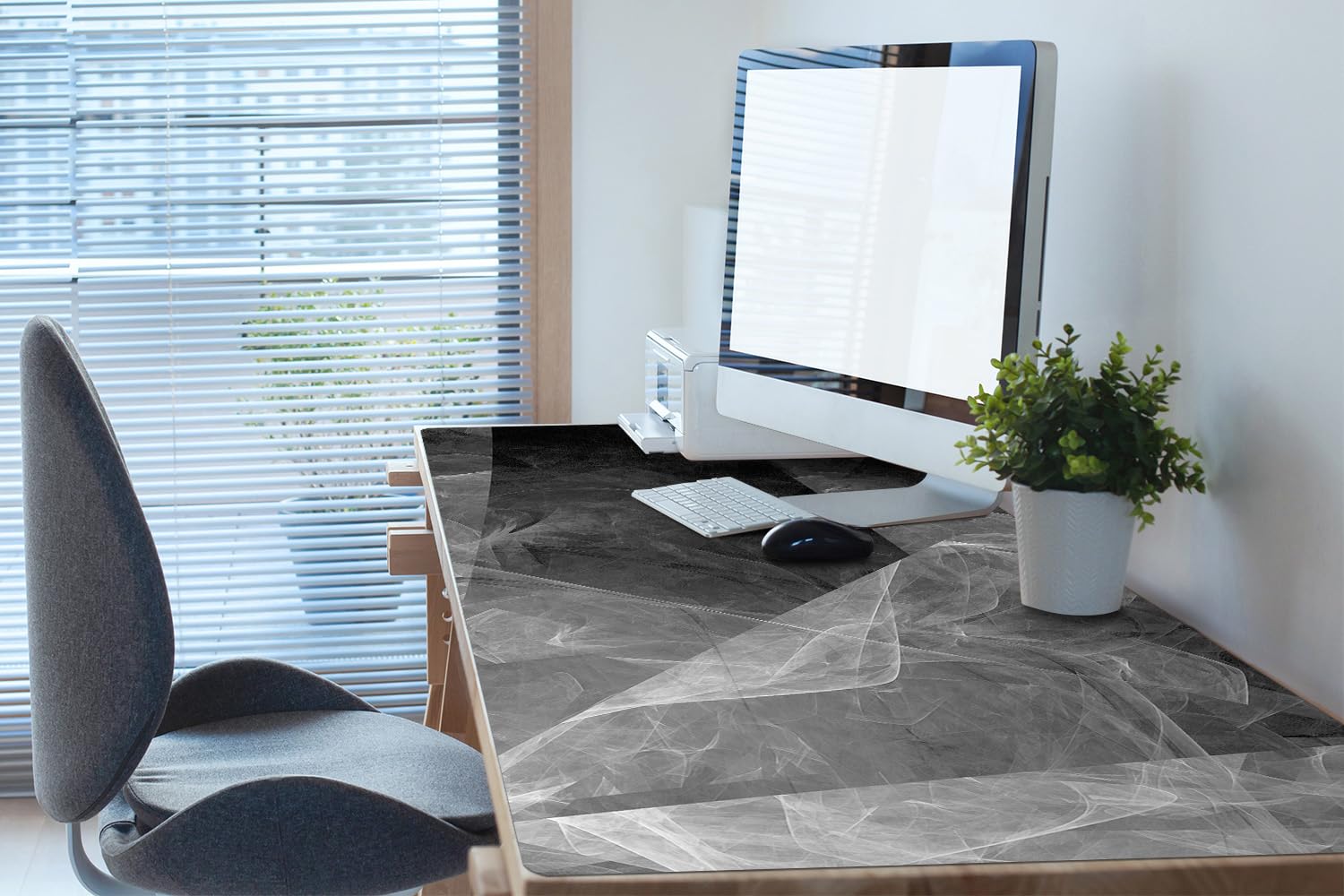 Sottomano da Scrivania 120x60 cm Superficie Protettiva Impermeabile per Ufficio e Casa Antiscivolo Protezione e Decorazione in Vinile PVC Facile da Pulire - Astrazione di grafite