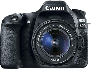 Canon 1263C005 EOS 80D Digital SLR Kit with EF-S 18-55mm f/3.5-5.6 Image Stabilization STM Lens (Black)
