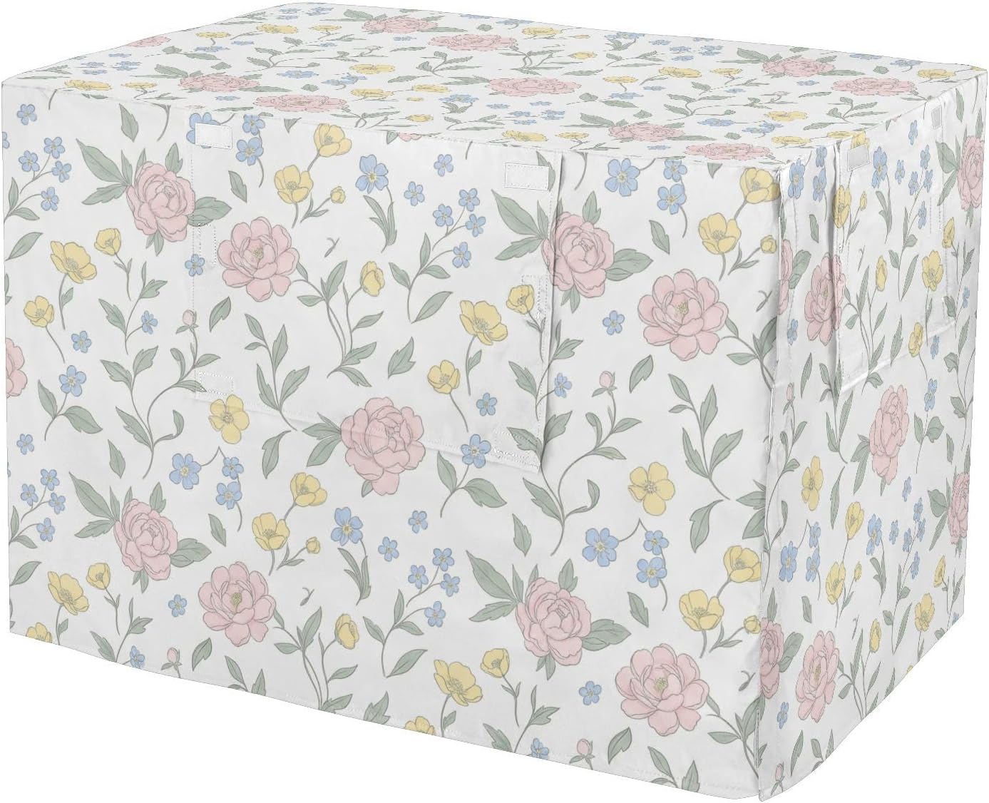 Duty 600D Silver Coated Dog Crate Cover, Water-Resistant Floral Print Pet Kennel Canopy with Mesh Windows for Optimal Ventilation, Universal Fit for Standard Wire Cage, Indoor & Travel