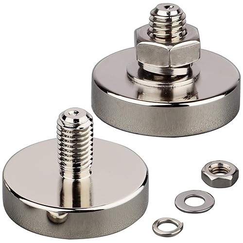 Miniatura 13 de MUTUACTOR Imanes fuertes y resistentes, imán de goma de neodimio antiarañazos de 60 libras 1/4-20 macho roscado, paquete de 2 potentes imanes