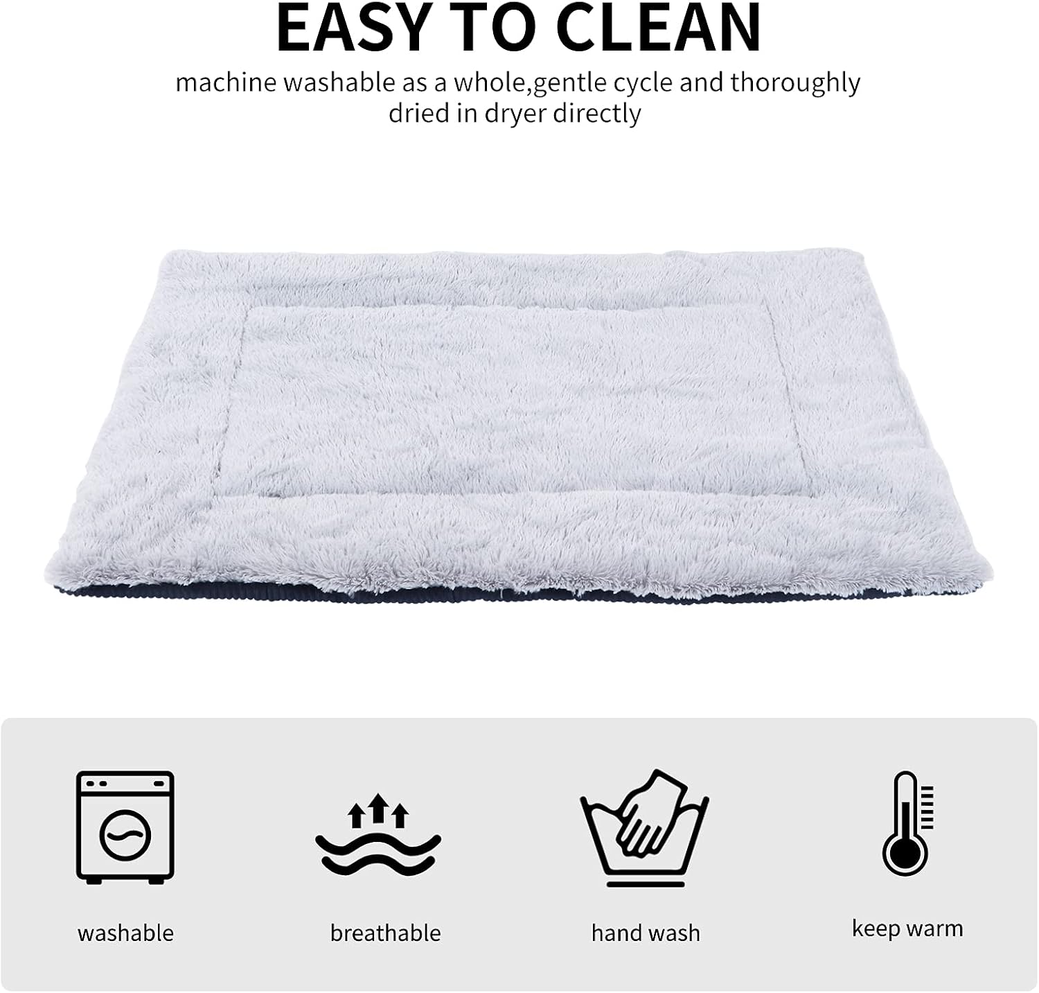 Vejaoo Dog Bed Mat Washable Cat Cushion Soft Premium Plush Dogs Mattress Sofa Dual Purpose Clearance for Small/Medium/Large Dog XZ014 (M(75 * 50CM) - Image 4
