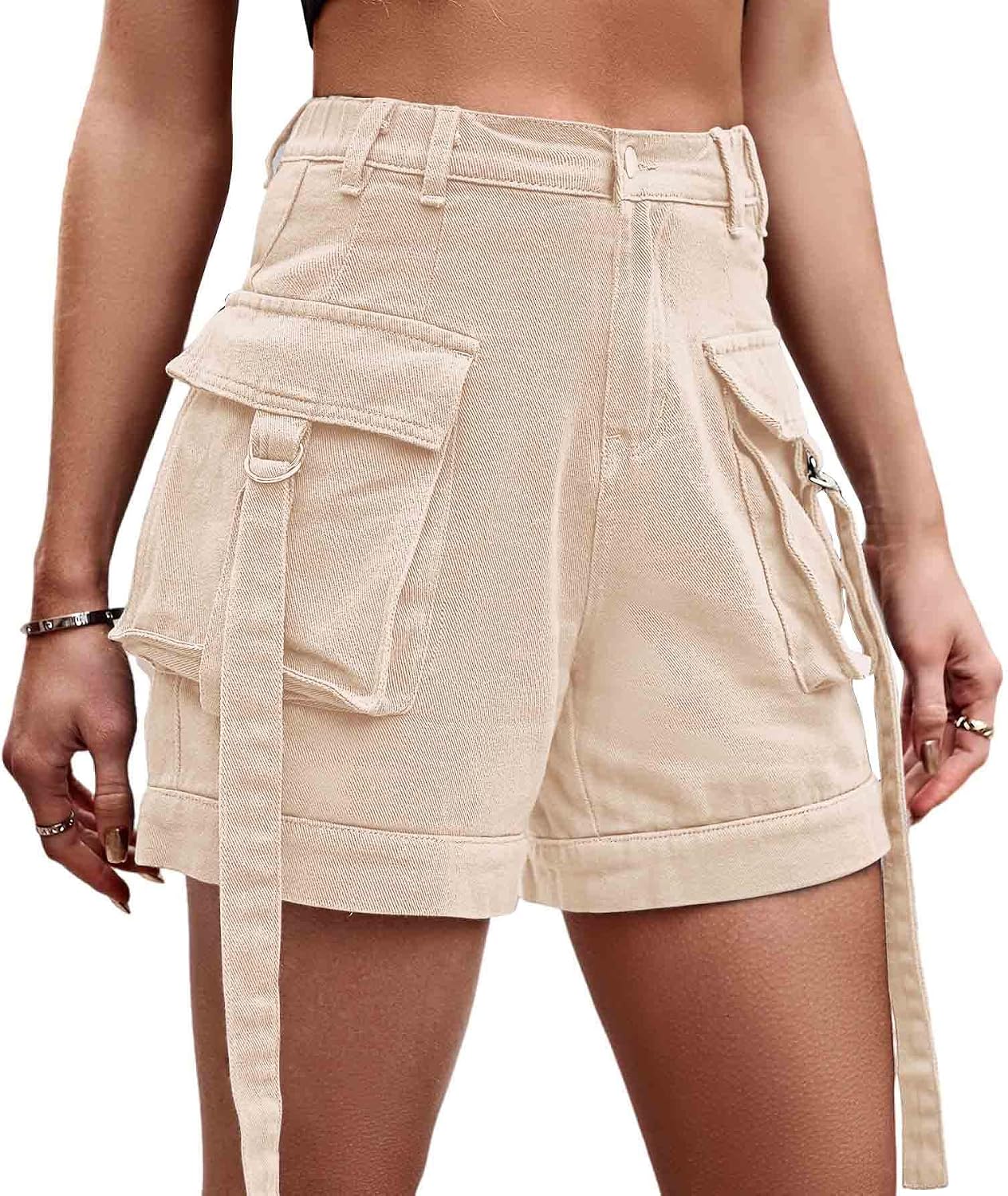 BXCNCKD Women's High Waist Multi Pocket Denim Shorts Women's Casual Shorts