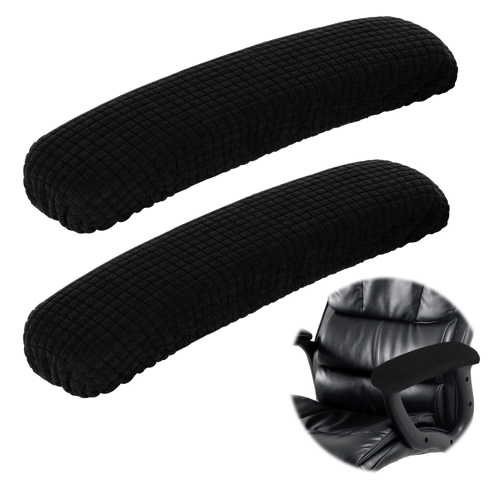 APLZGMG 2Pcs Office Chair Arm Covers, Removable Desk Chair Arm Covers Stretch Computer Chair Armrest Covers Slipcovers Office Seat Hand Rest Protector for Office Chair(Black)
