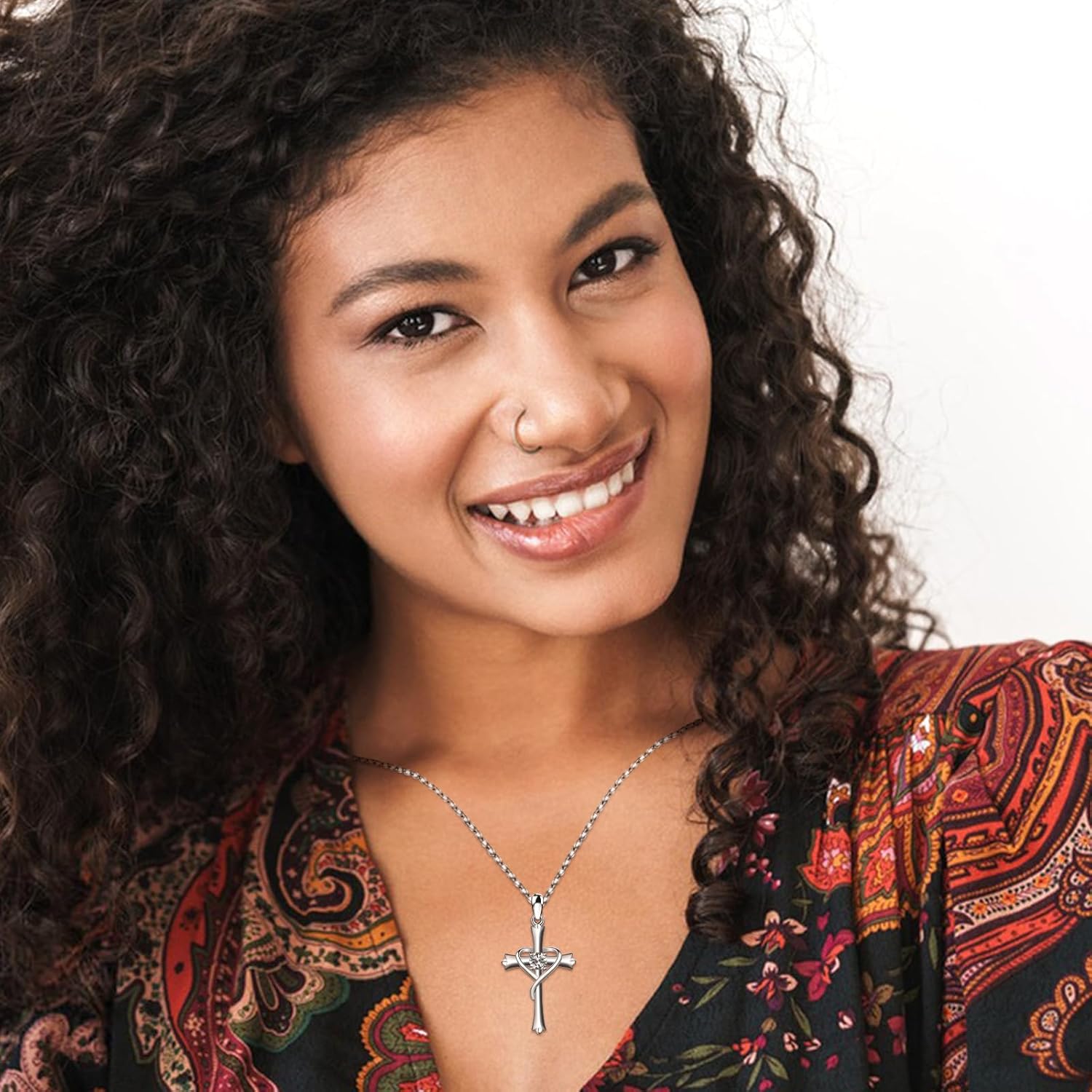 HOH-Tech Cross Necklace for Women 925 Sterling Silver 5A CZ Birthstone Cross Pendant Necklaces Cross Jewelry Valentine's Birthday Anniversary Wedding Christmas Mothers Day Gifts for Mom Wife - Image 6