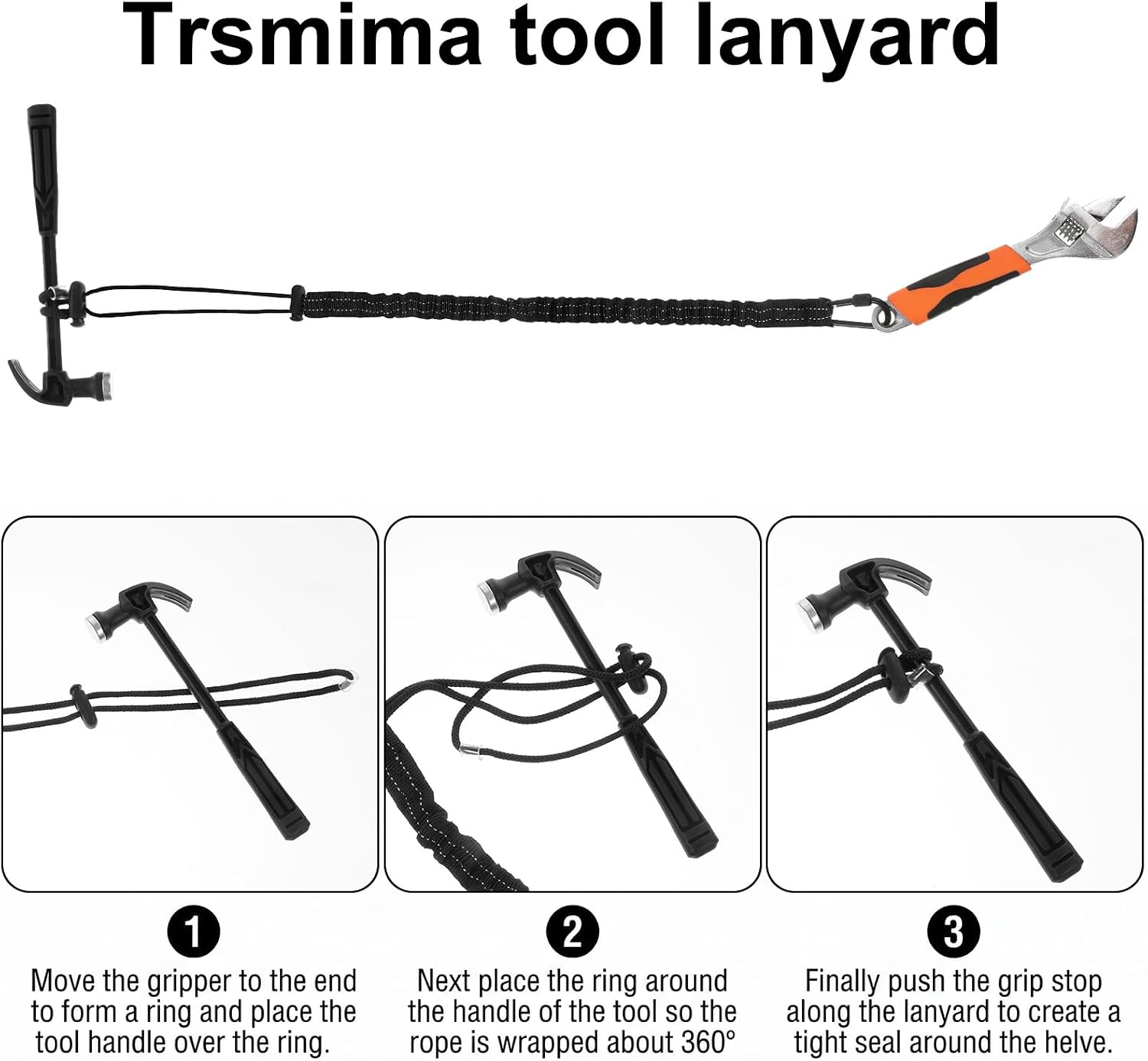 12Pcs Safety Tether Tool Lanyard, Standard Length Tough Adjustable Fall Protection Tether with Aluminum Screw Lock Buckle, Shock Cord Stopper & Retractable Loop End for Window Cleaners Roofers