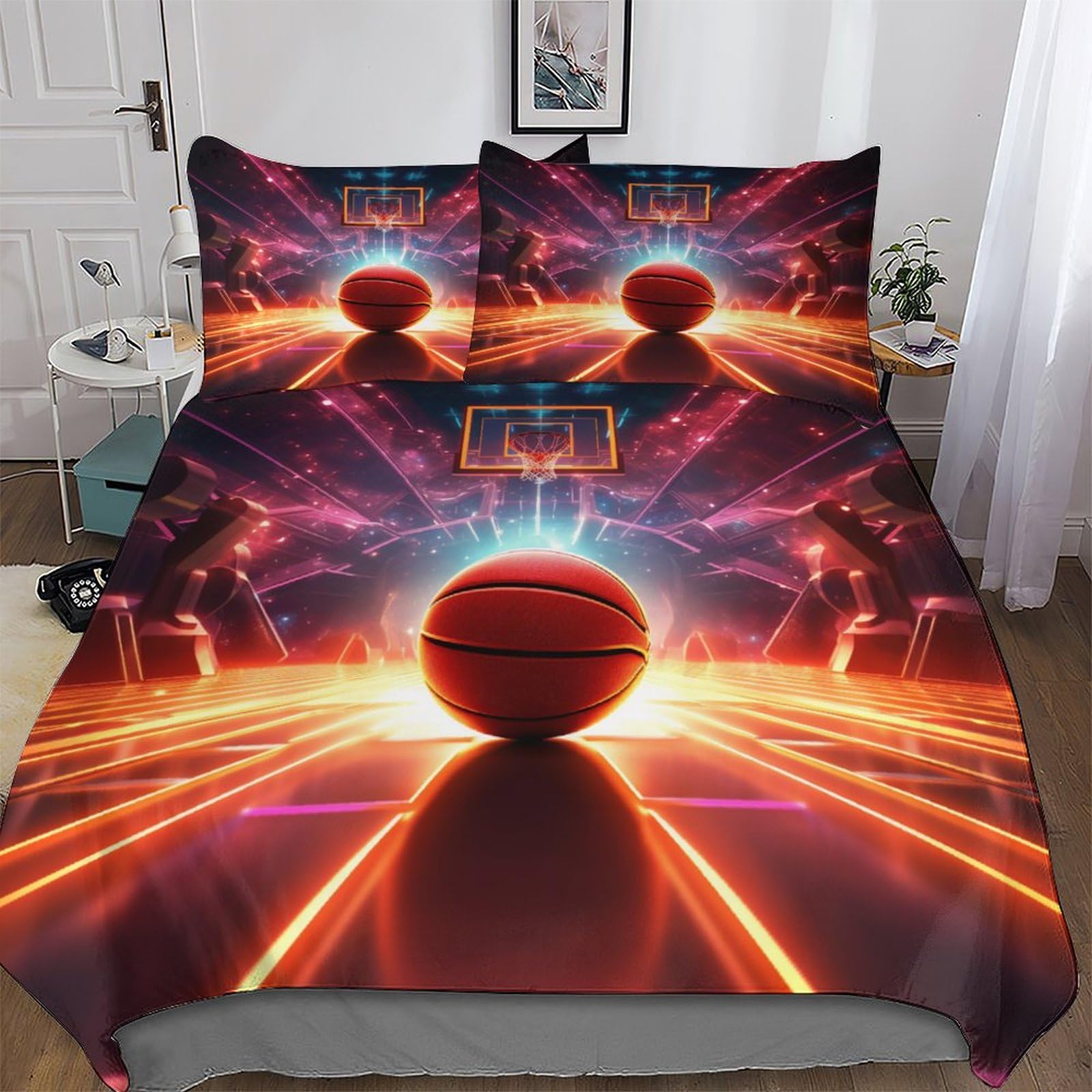 Parure de lit basket-ball housse de couette 200x200cm, idée cadeau idéale pour fans