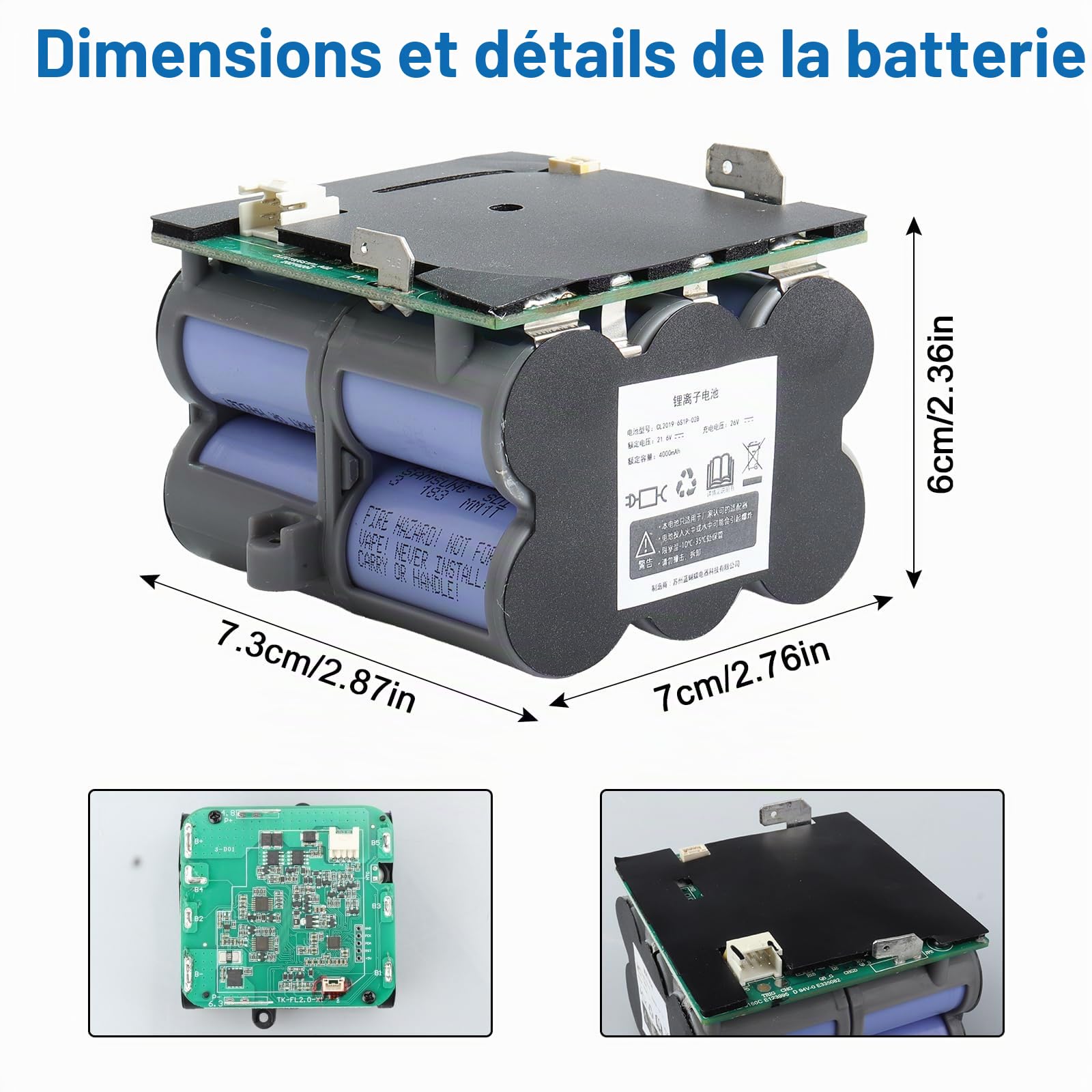 Batterie de Rechange 21,6 V/4000 mAh Compatible avec Les aspirateurs à Main sans Fil Tineco Floor One S5/S5 Pro 2/S5 Pro/Floor One S5 Smart/S5 Steam