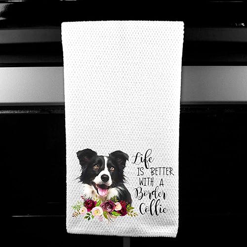 Miniatura 2 de Life is Better with a Border Collie Waffle Weave Microfiber Kitchen Towel Gift for Dog Lover