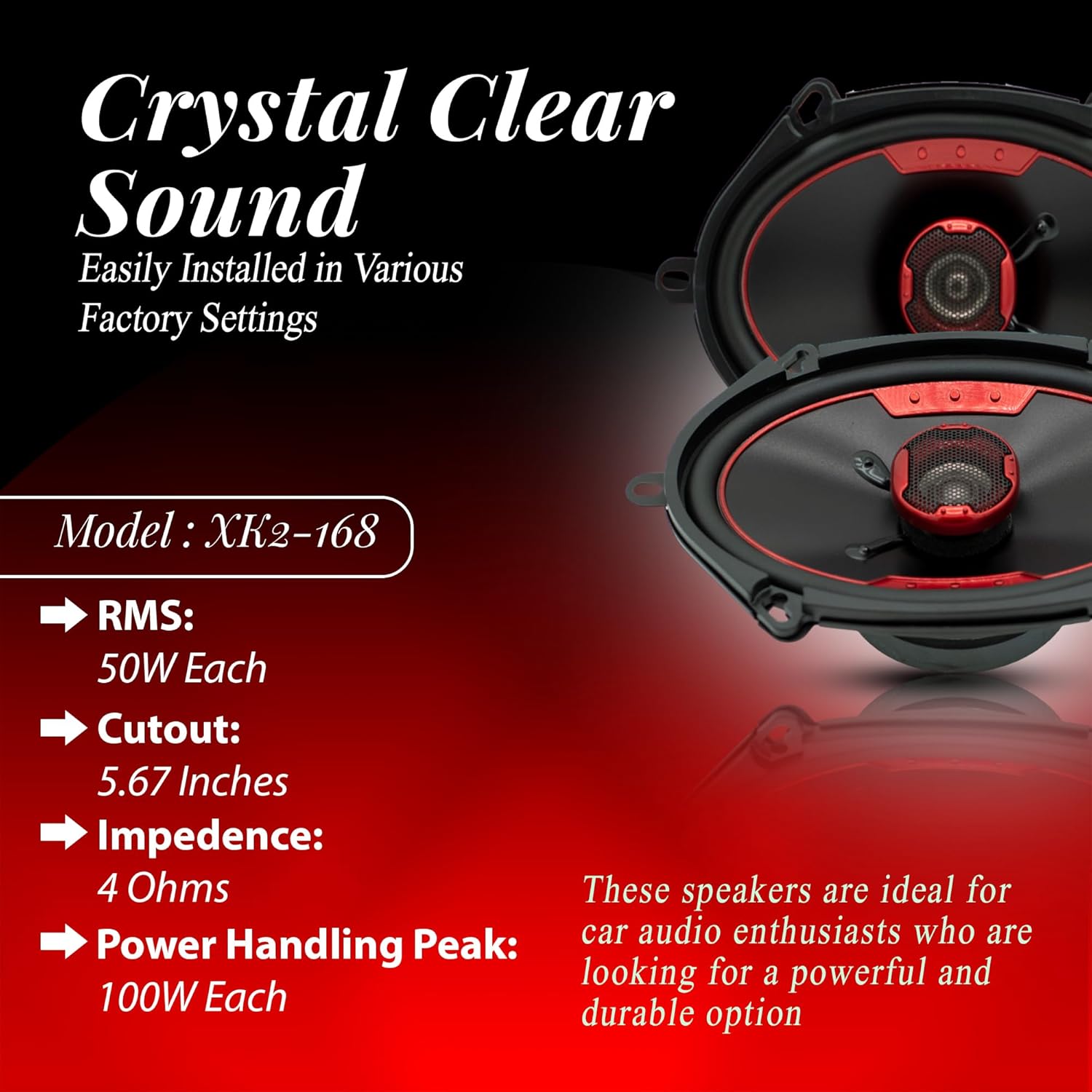 MB Quart XK2-168 5x7/6x8-Inch 200 Watt 2-Way Coaxial Speaker System for Superior Car Audio
