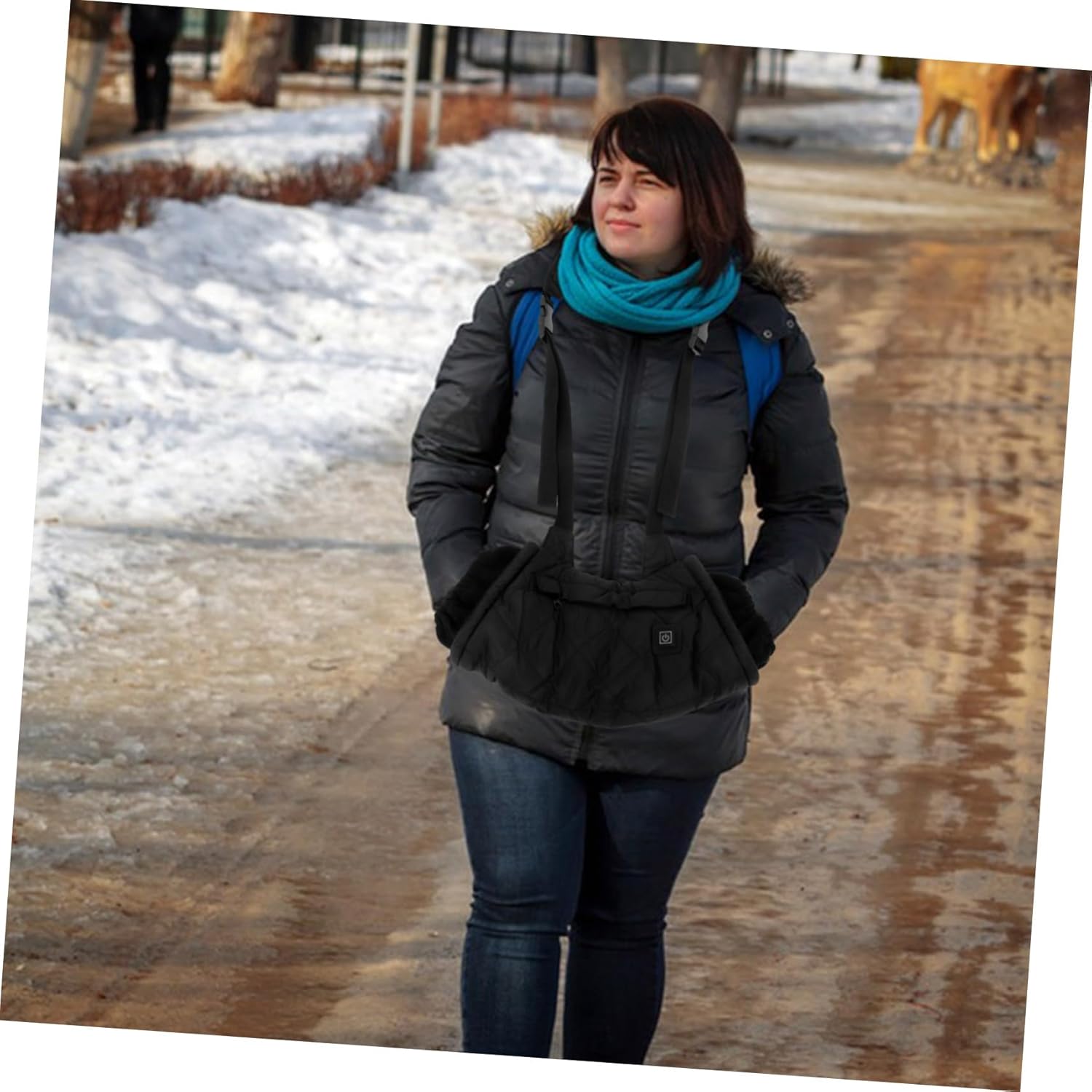 1pc Heated Hand Warmer Pouch Temperature Camo Warmer Bag for Winter Camping Hunting and Outdoor Activities USB Powered Black