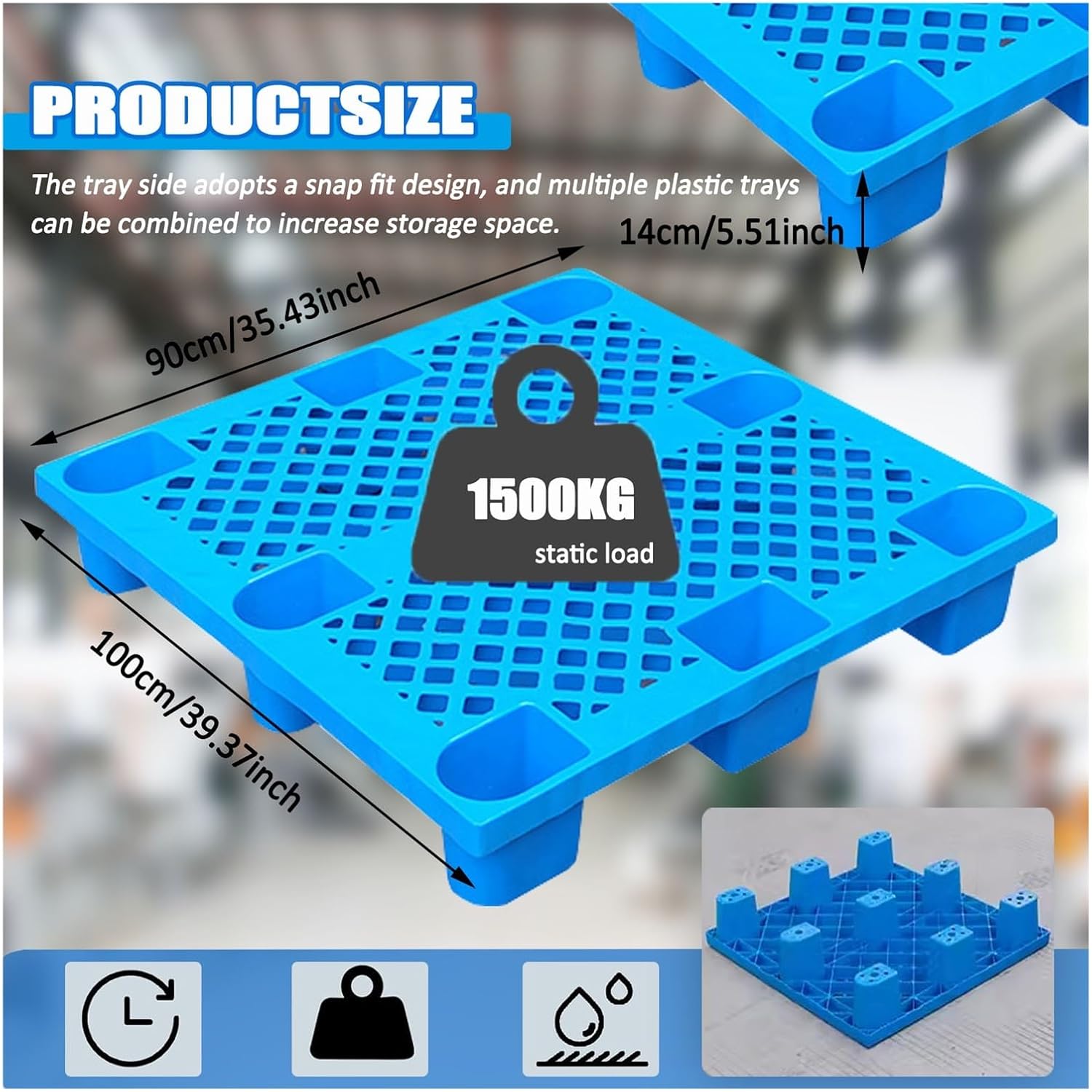 Plastic Pallet for Floor Storage, Lightweight Floor Pallet, Breathable Grids Article Racks, Storage Pallet Pad Board, Tray Mat Sale Garage Supermarket Basement