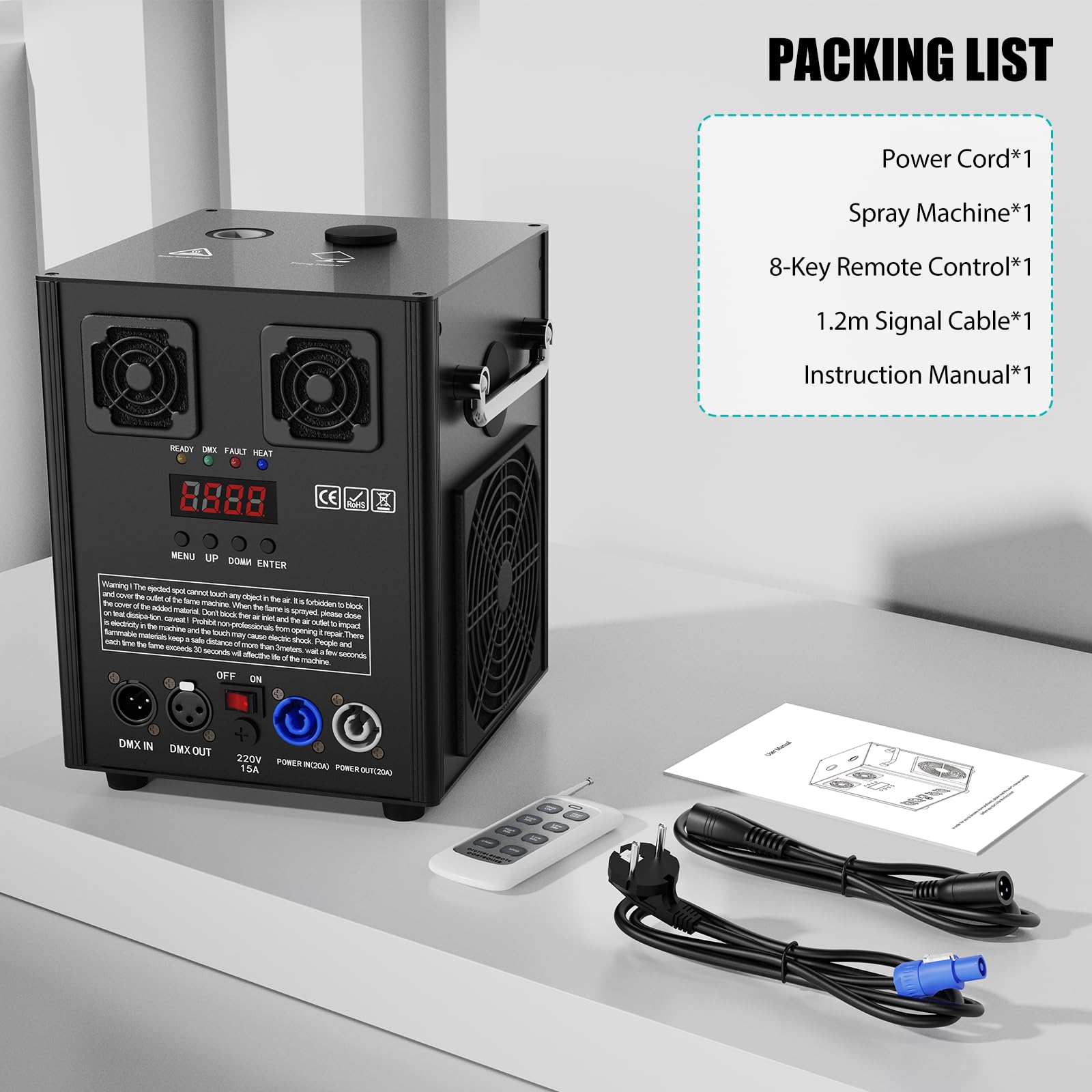 Macchina Pirotecnica Sparkular 700W - Effetti Speciali Per Palco Con Telecomando E DMX, Altezza Regolabile