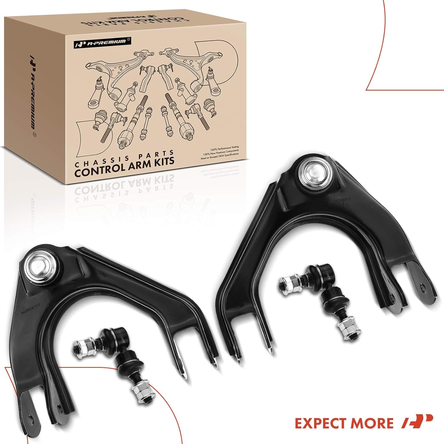 A-Premium Set of 4, Front Upper Control Arm, Front or Rear Sway Bar Link, Compatible with Chrysler Sebring 1996-2006, Cirrus 1995-2000, Dodge Stratus 1995-2006, Plymouth Breeze 1996-2000