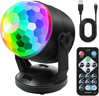 Portable Sound Activated Party Lights for Outdoor and Indoor, Battery Powered/USB Plug in, Dj Lighting, RBG Disco Ball, St...