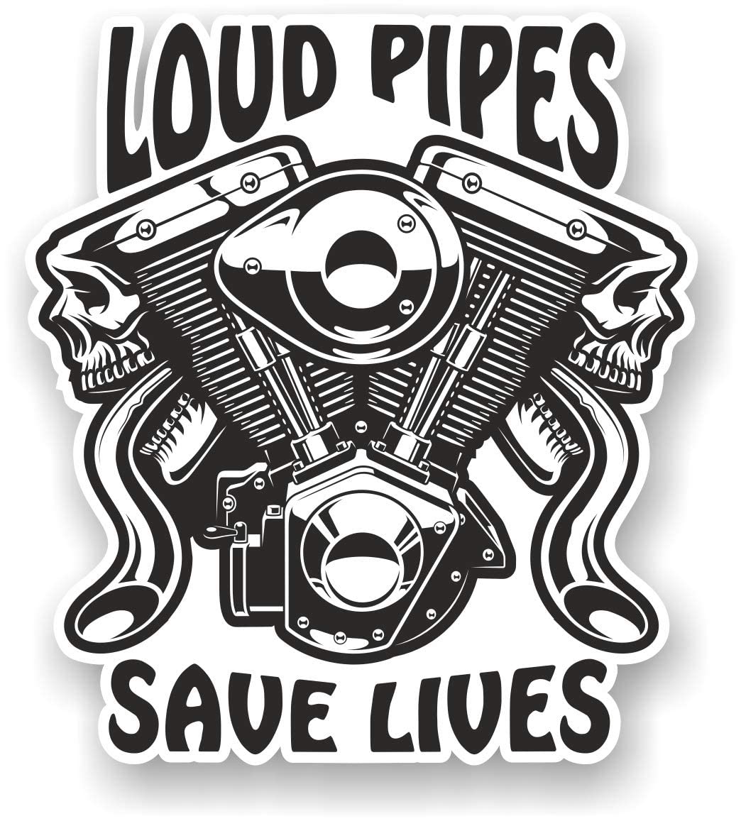 Sticker Licker Black, White Cafe Racer B&W Loud Pipes Save Lives Retro Biker Old School Motorcycle Helmet Vinyl Car Sticker Decal 80X90mm