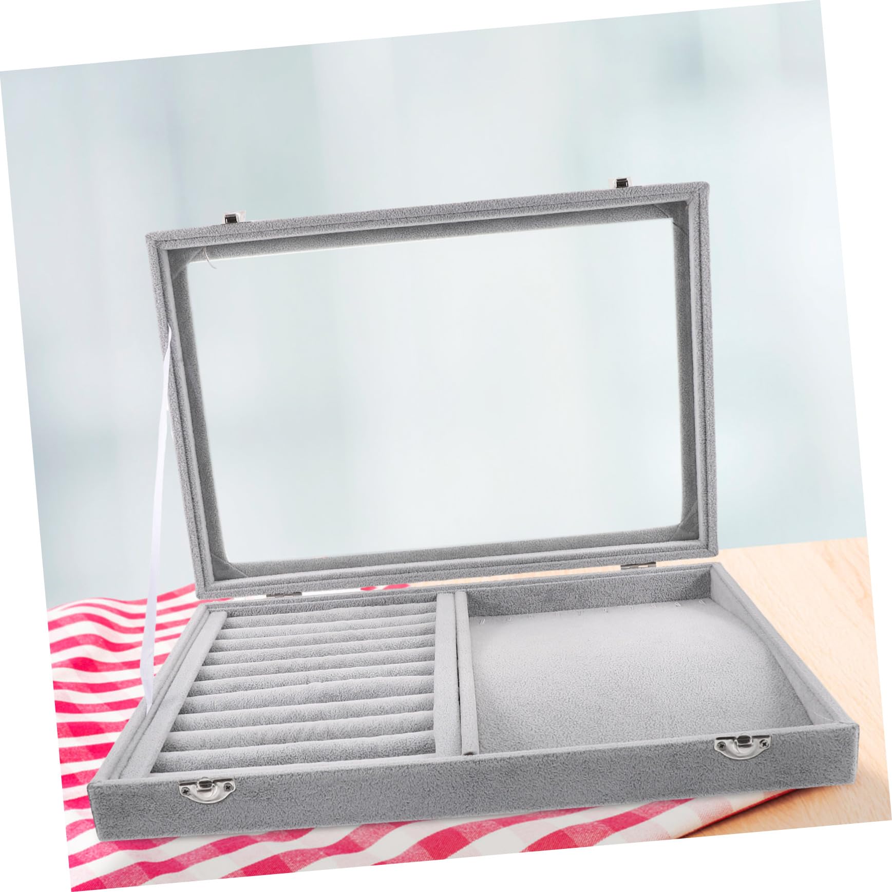 Transparente Schmuckbox mit Klarsichtdeckel Tragbarer Organizer für Ringe und Halsketten Stapelbare Aufbewahrungsbox für Reisen Leichter Schmuckkasten mit Sichtfenster für Kleine