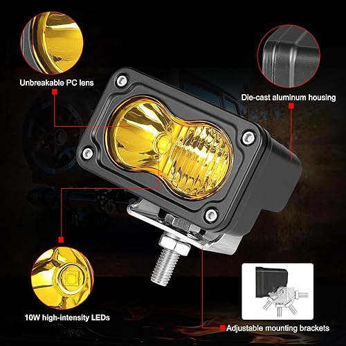 Miniatura 3 de Auto Power Plus - 2 cápsulas LED ámbar, luz de conducción de 40 W, 3 pulgadas, luz amarilla todoterreno, luces LED superbrillantes, luz de trabajo,
