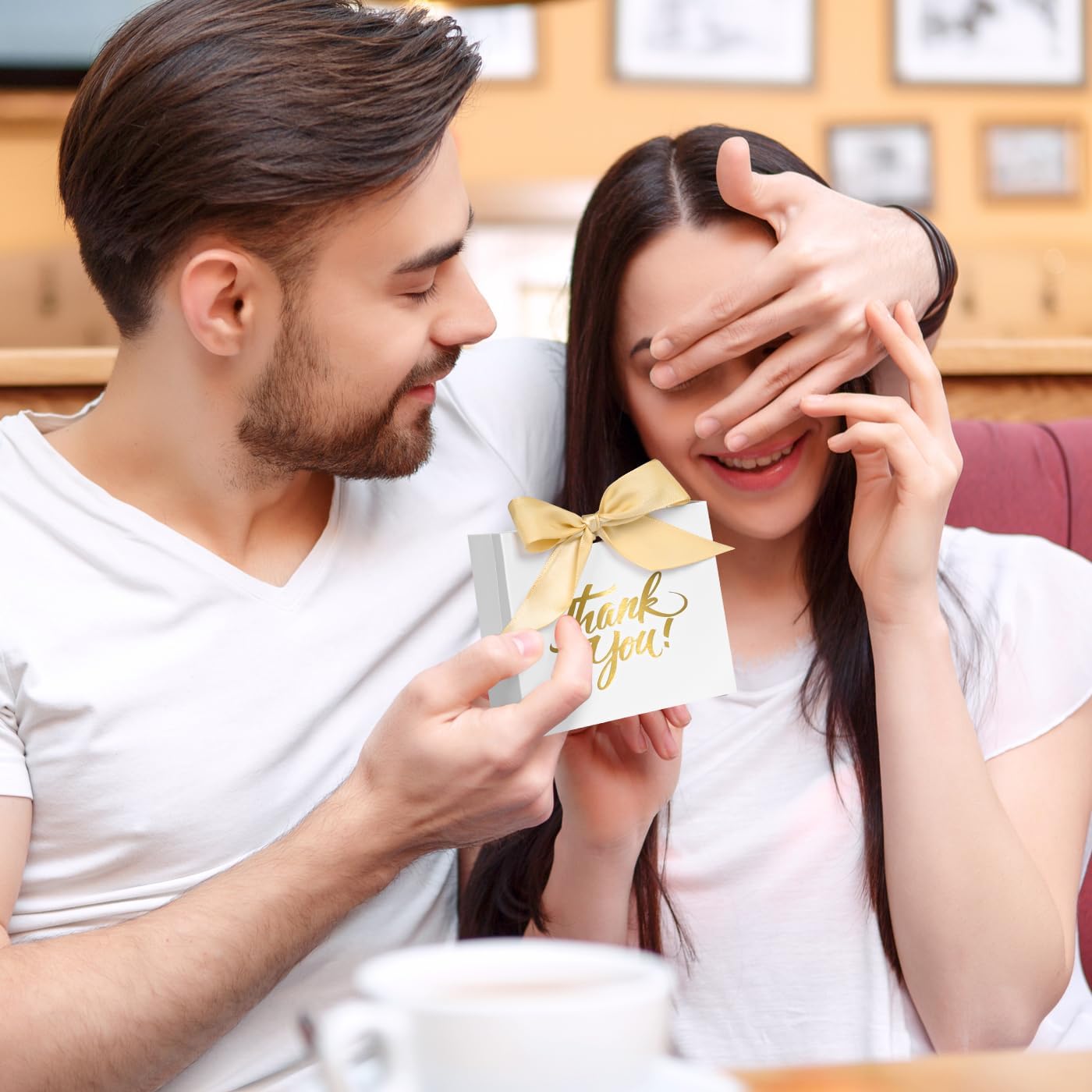 50 Pack Small Thank You Gift Bags, 4.5x1.8x3.9 Inch Mini Gift Bags with Ribbon, Baby Shower Favor Bags, White Thank You Bags, Party Favor Bags for Candy, Wedding, Bridal Showers, Birthday - Image 5