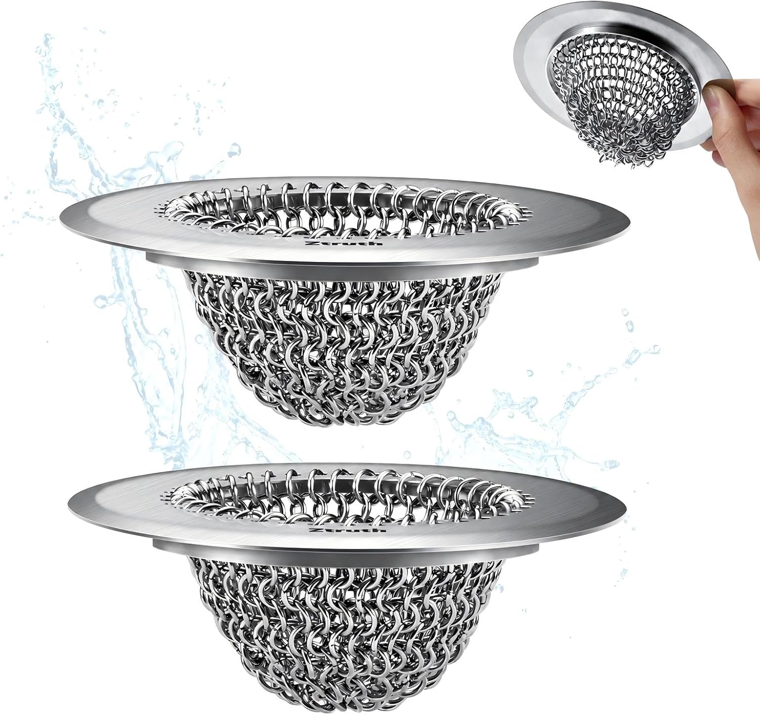 2 Pack Kitchen Sink Drain Strainer, Reversible Anti-Clogging Kitchen Sink Strainer, Handmade 304 Stainless Steel Sink Strainer Basket, Fit Kitchen Sink & Garbage Disposal (Patented Product)