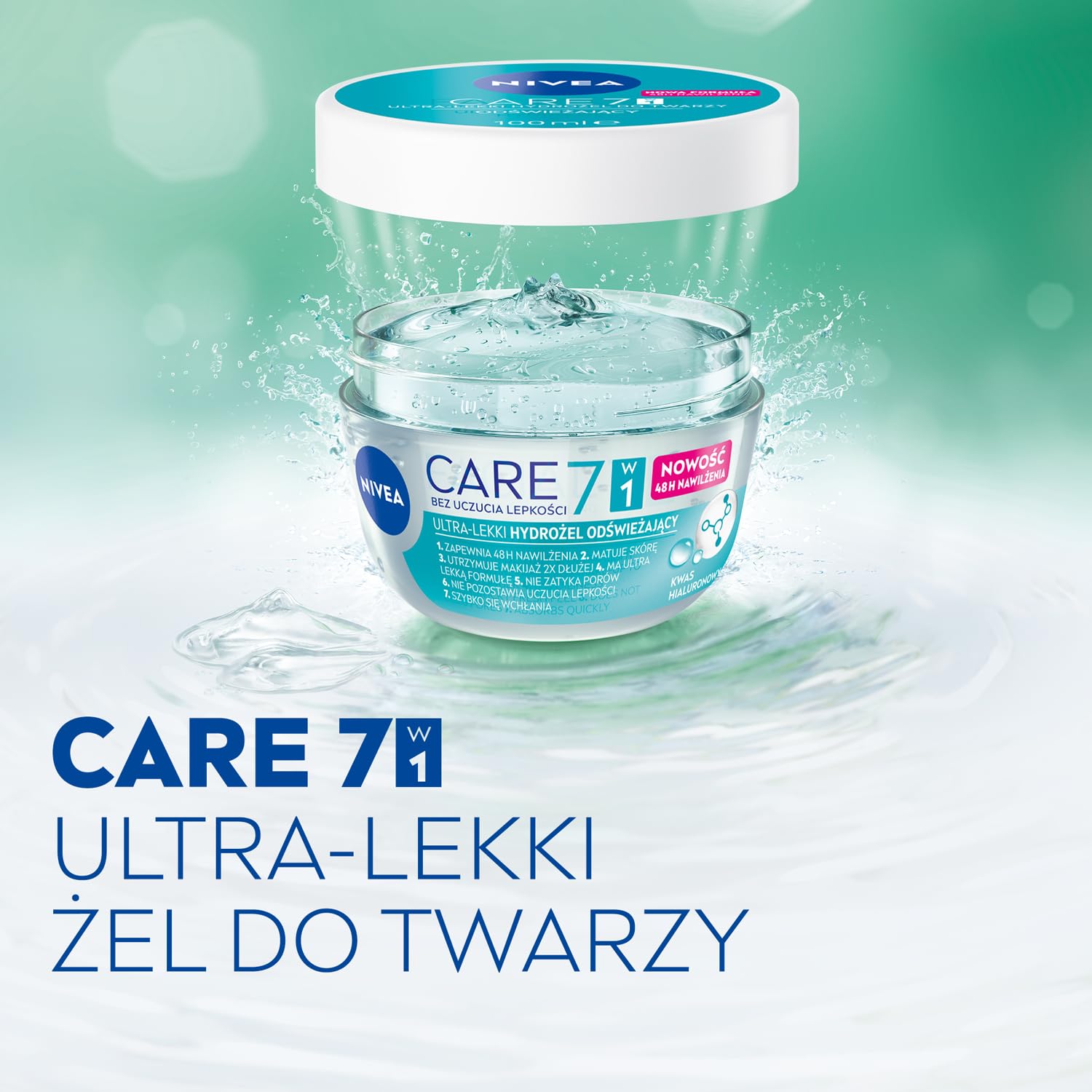 NIVEA Care Fresh Hydro Gel Facial Cream with Cucumber Juice & Hyaluronic Acid, Lightweight Daily Face Gel Cream for All Skin Types, Fast-Absorbing Facial Moisture Care, 3.38 fl oz