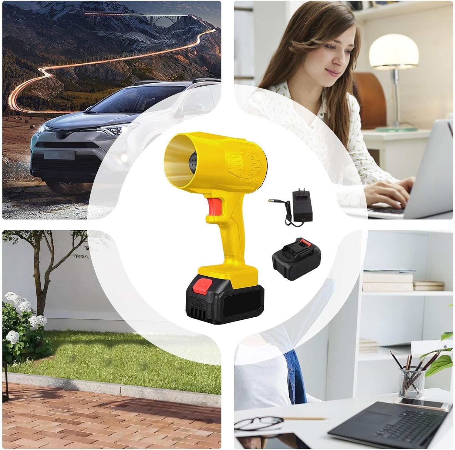 Air Blower,Adjustable Rechargeable Fan | Lightweight Leaf Blowers for Patio,for Electronics Computer Keyboard PC Car Office Home Patio Yard Lawn Camping Outdoor