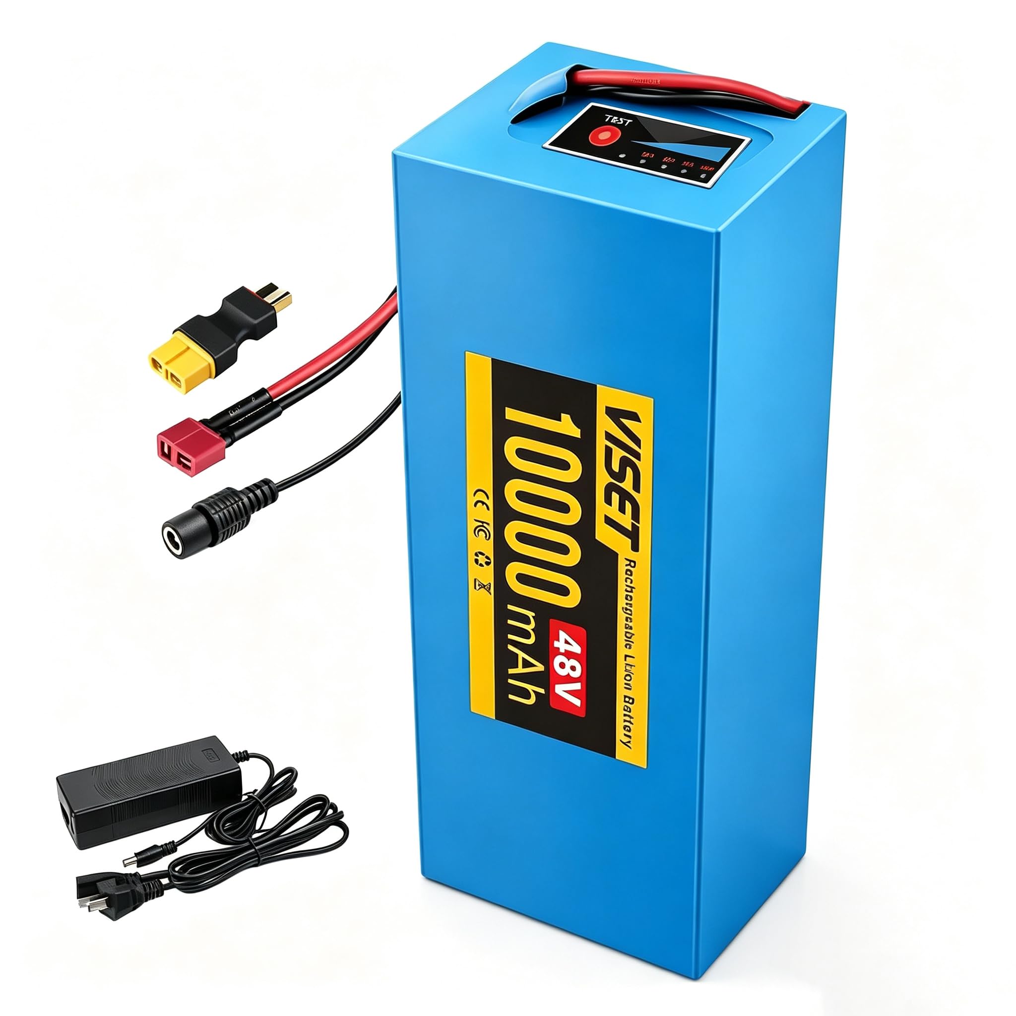 VISET 48V/36V/ Ebike Battery 10AH/20AH/Electric Bike Battery with BMS, Power Indicator Light,XT60 Connector,Compatible with E-Bikes, Scooters, ATVs, Motorcycles and100-1000W Motors(48V10AH) : Sports & Outdoors