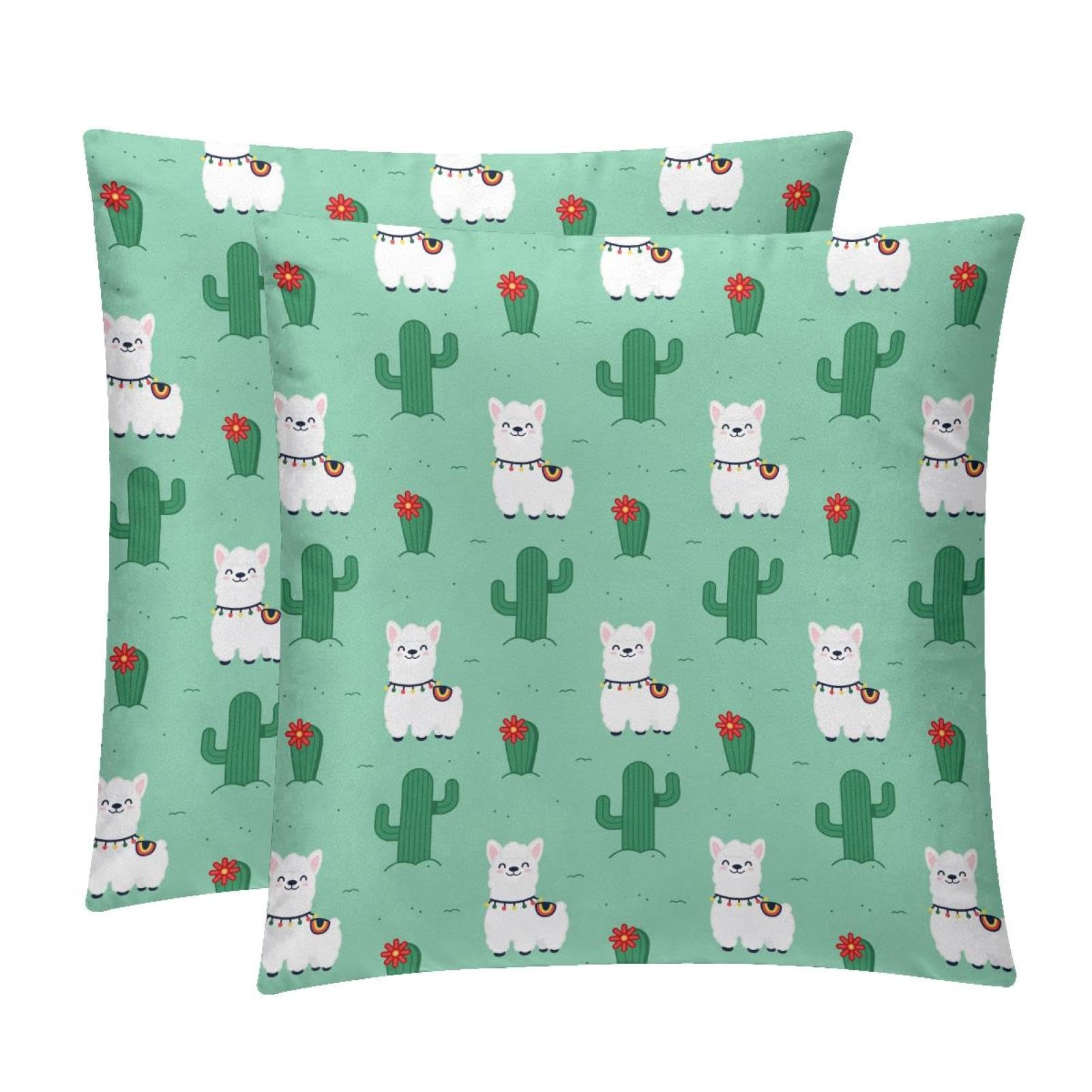 TDGKPZ Cute Alpaca Throw Pillow Covers 2 Pack Pillowcases Soft Cozy Pillow Cases For Couch Bed Sofa 45x45cm