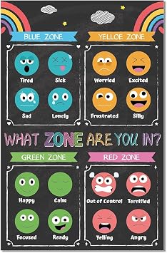 Feelings Chart for Kids Chalkboard Emotions Poster Feelings Bulletin Board Mental Health Posters Calm Down Corner Classroom Zones of Regulation Poster Chart Supplies Autism Sensory Product 17 x 11in