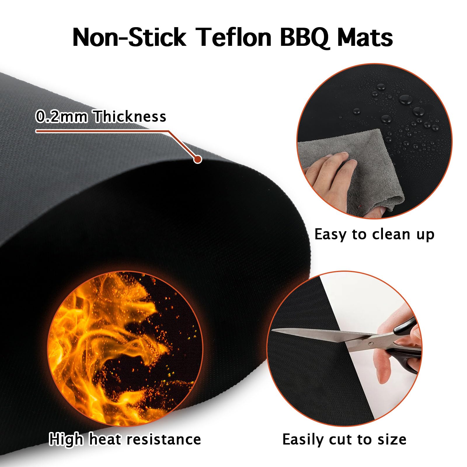 Tapis de Barbecue Antiadhésifs en Téflon 40x33cm Lot de 5 Reutilisable sans PFOA