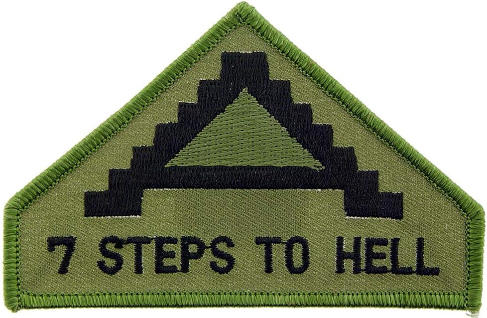 United States Army Armies Patch,7th Army 7 Steps to Hell Subdued Woodland/Green, with Iron-On Adhesive