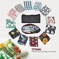 Vista 4 de Paquete de 12 bolsas de comestibles reutilizables, bolsa de compras plegable, bolsa de regalo de gran capacidad, bolsa de almacenamiento