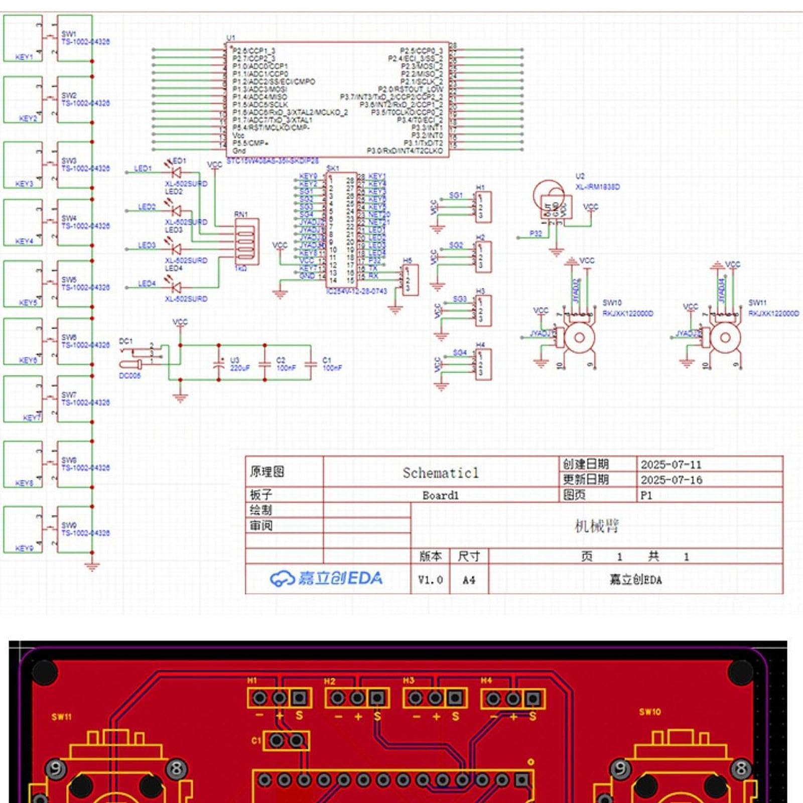 Kit di Braccio Robotico Portatile, per Progetti di Elettronica Didattici E Creativi. Design Leggero. Kit di Assemblaggio del Braccio Meccanic