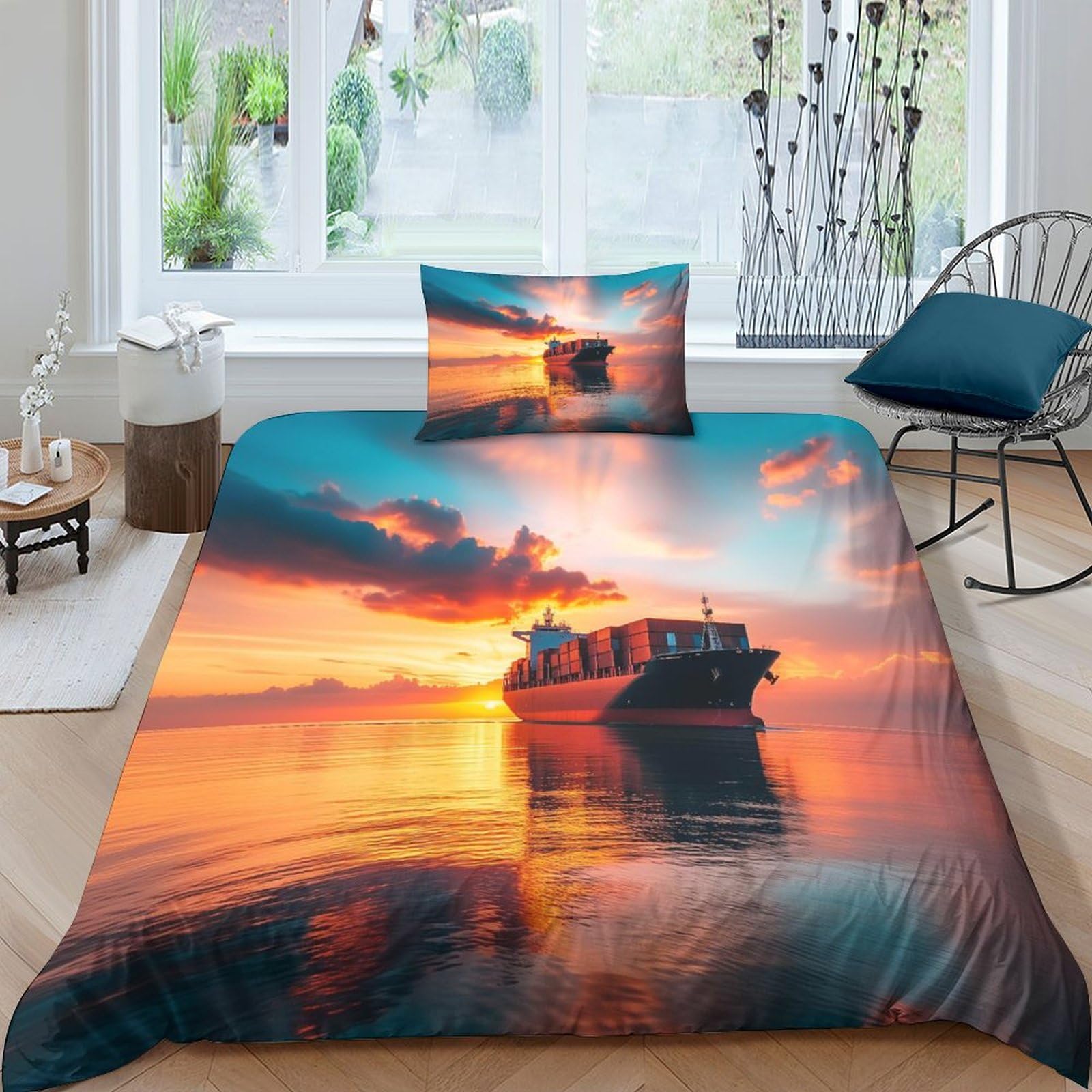 Thèmes nautiques parure de lit navires de charge 3D pour chambre garçon et fille