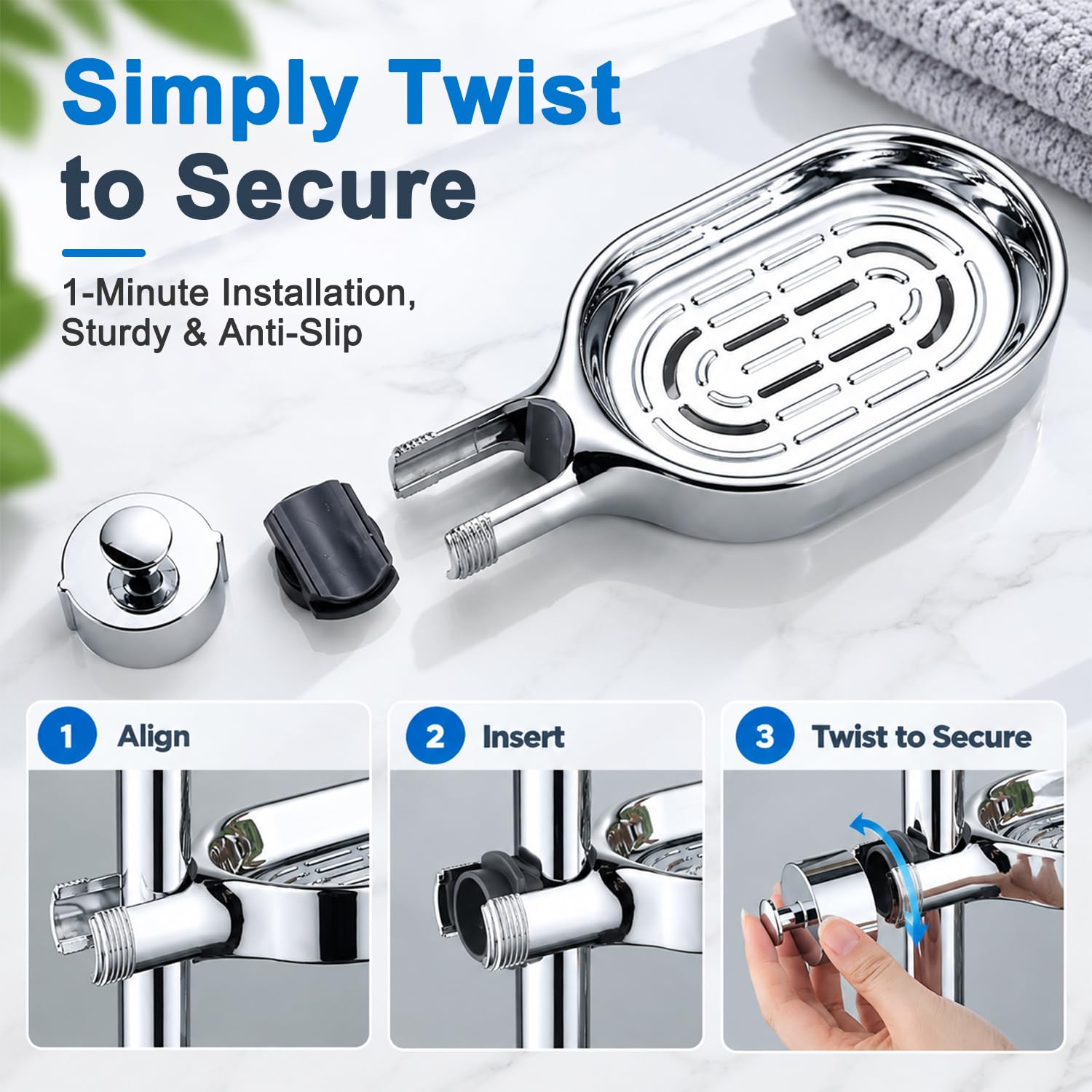 Shower rail soap dish