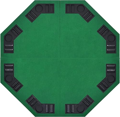 Miniatura 4 de Mesa de póquer plegable de 48 pulgadas para 8 jugadores, diseño de casino Texas Hold'em, tapete de mesa portátil antideslizante Blackjack Poker con