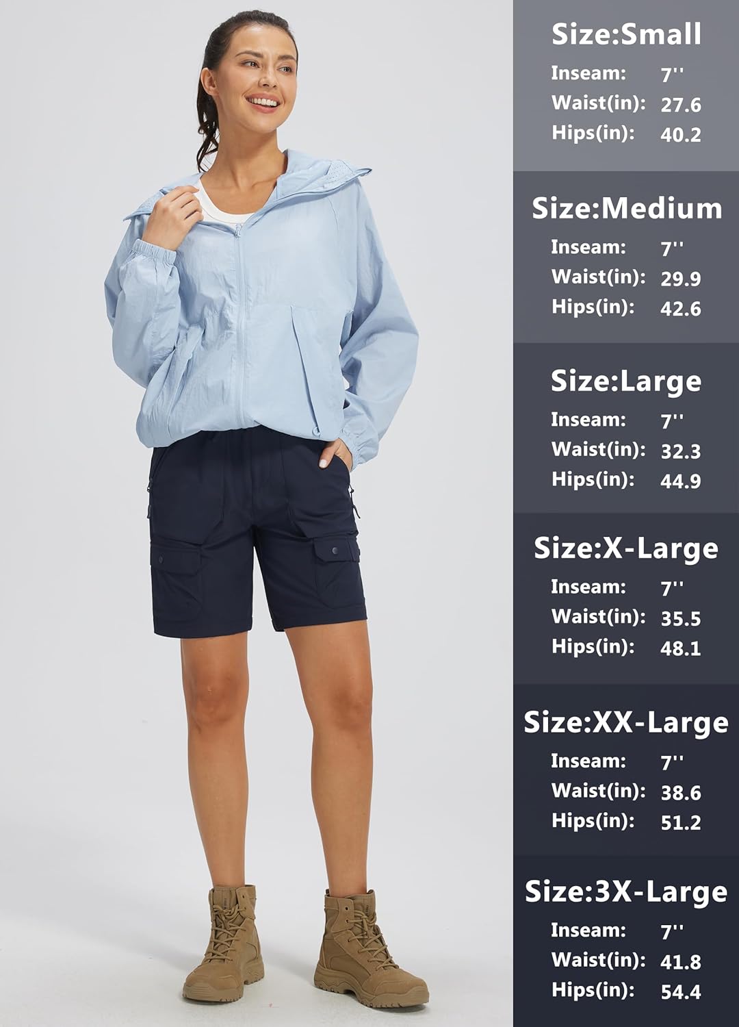 Libin Women's Hiking Long Shorts 7" Quick Dry Cargo Zipper Pockets Water Resistant Bermuda Shorts UPF 50+ - Image 6