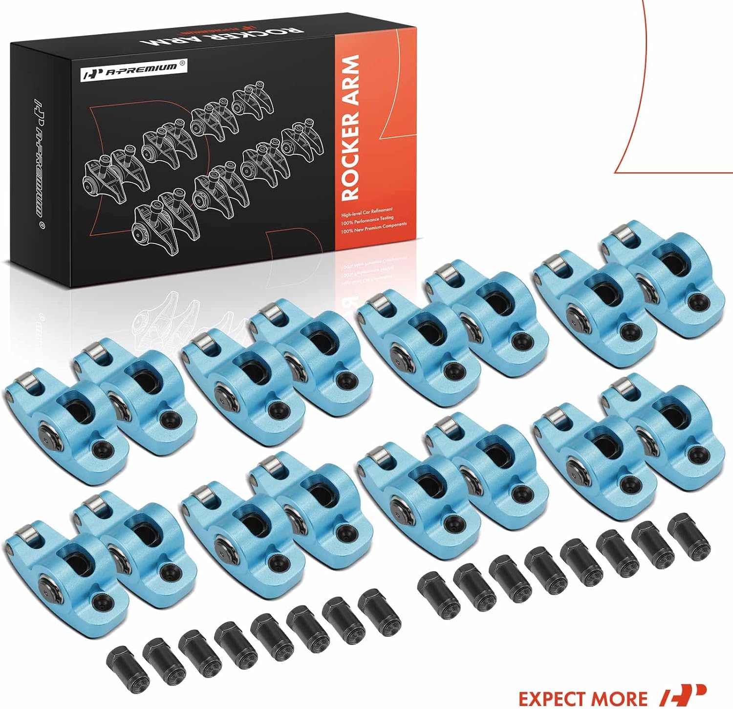 A-Premium 16Pcs Aluminum Shaft Mount Rocker Arms Kit with Needle Bearings Compatible with Ford BBF(Big Block) 460, 1.73 Ratio