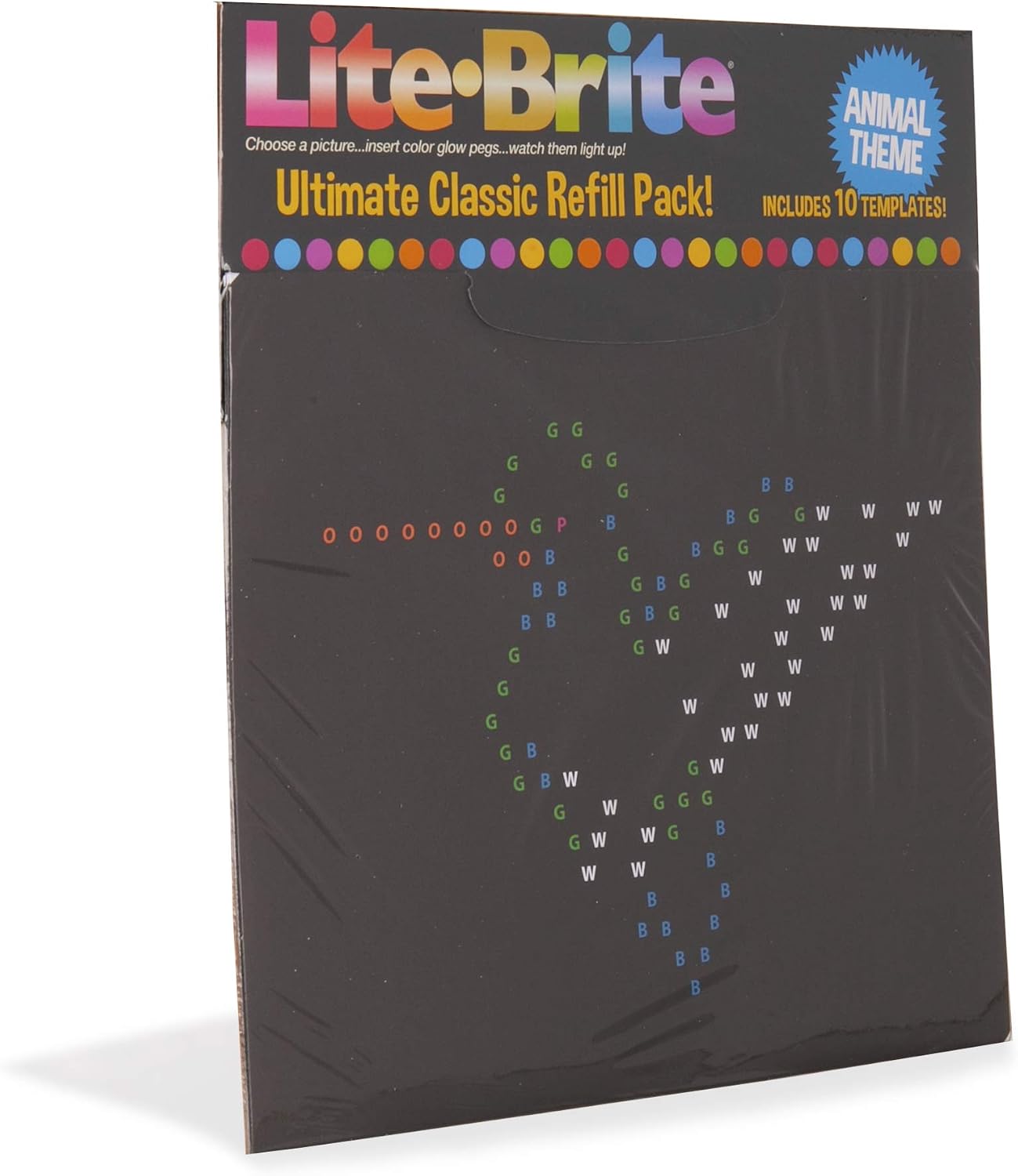 Lite Brite Ultimate Classic Refill Pack - Animal Theme - 10 Reusable Templates - Amazon Exclusive , Black, for ages 4 - 15 years