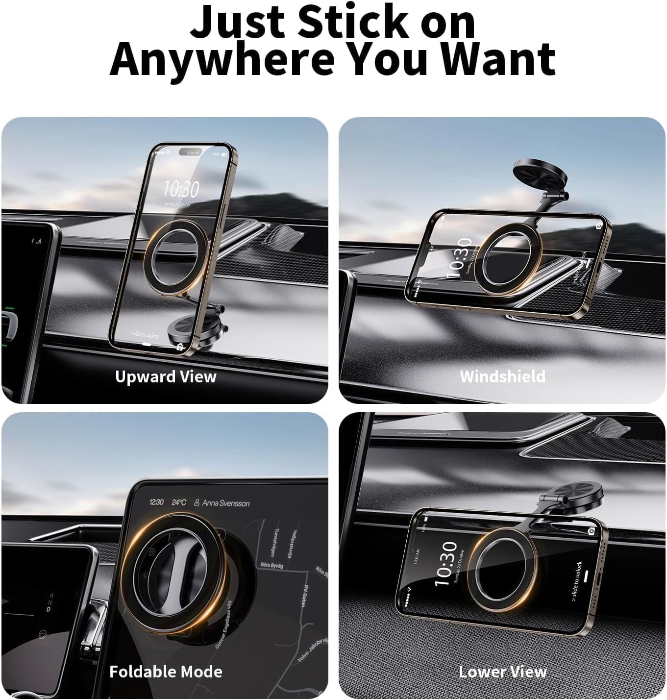 Metal Magnet Phone Holder for Car, N52 Super Strong Magnetic Phone Holder for Car, 360° Adjustable Ultra-Compact for MagSafe Car Mount Fits iPhone 17 16 15 14 Series, Universal Dashboard Stand image 2