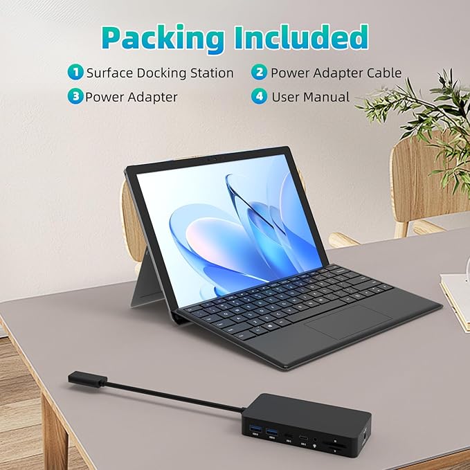 Docking Station Surface 12 en 1, Hub Triple Pantalla 4K@60Hz HDMI USB-C miniatura 9