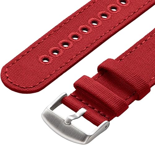 Vista 4 de Archer Watch Straps - Correas de reloj de liberación rápida de lona, rojo carmín, 20 mm, Informal, clásico
