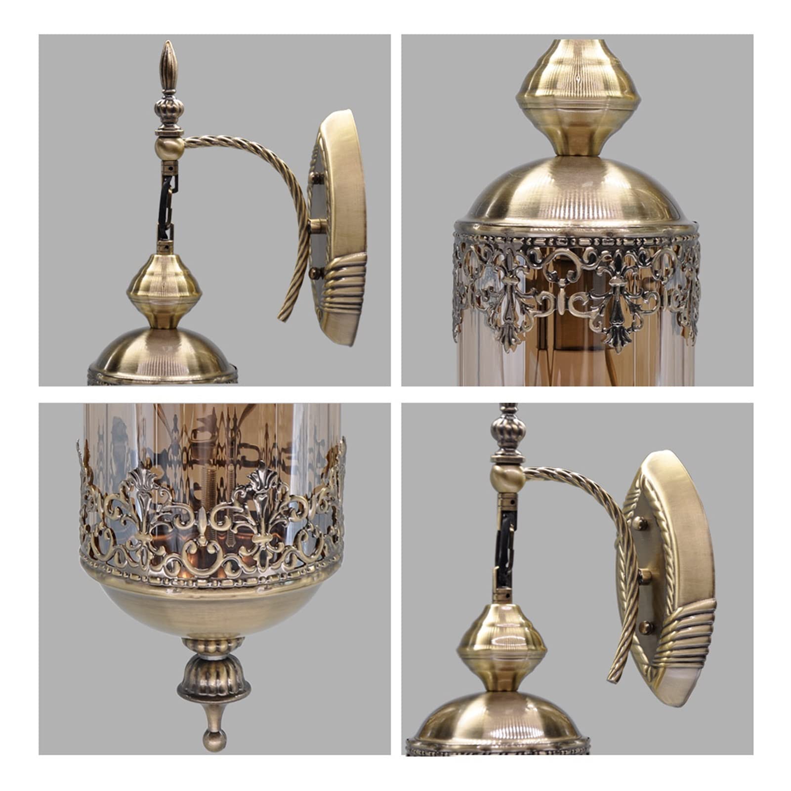 Lámpara de pared, Retro Turquía Lámpara de pared Pantalla de vidrio Soporte galvanizado Compatible con bar Restaurante Cocina Cafetería Lámparas de pared Accesorios Pasillo, Lámpara de pared moderna