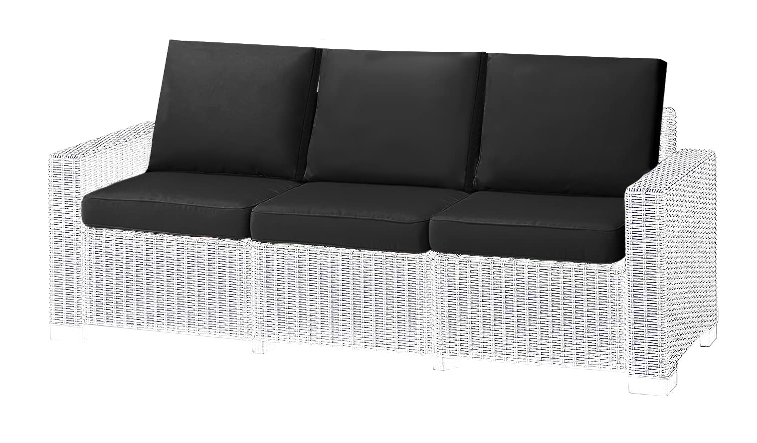 Replacement Seat Cushion Pads for Keter Allibert California Rattan Outdoor Furniture - 1,2 or 3 Seater Water Resistant Rattan Patio Set Sofa Cushions Pads (3 Seater - 6 Pieces, Black) — image 1