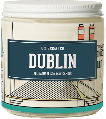Dublin Skyline Gifts - Ireland Decor for Home - Ireland Souvenirs Dublin Gifts - 16oz Jar - Long-Lasting Burn 60Hr - USA Made