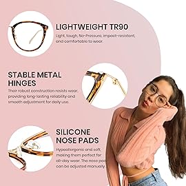 Cyxus Blue Light Glasses for Woman, Reduce Eye Strain Ideal for Office Working, Studying Ultra-Light TR90 for All-Day Comfort