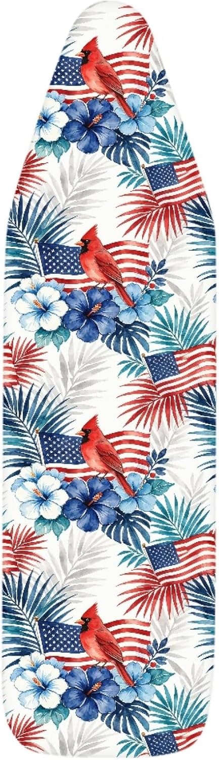 4th of July Ironing Board Cover, 16"x55" Standard Ironing Board Cover with Elastic Edge and Hook and Loop Fasteners, Scorch & Stain Resistant, Polyester Home Ironing Board Covers, Night Blaze
