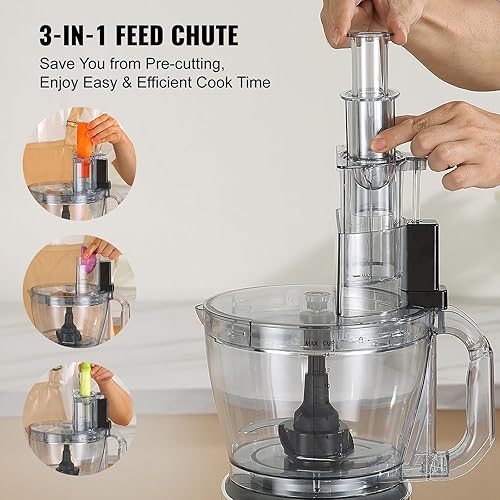 Miniatura 3 de VEVOR Procesador de alimentos, picadora eléctrica de verduras de 14 tazas con 3 ajustes preestablecidos Auto-iQ, ajuste de múltiples velocidades de