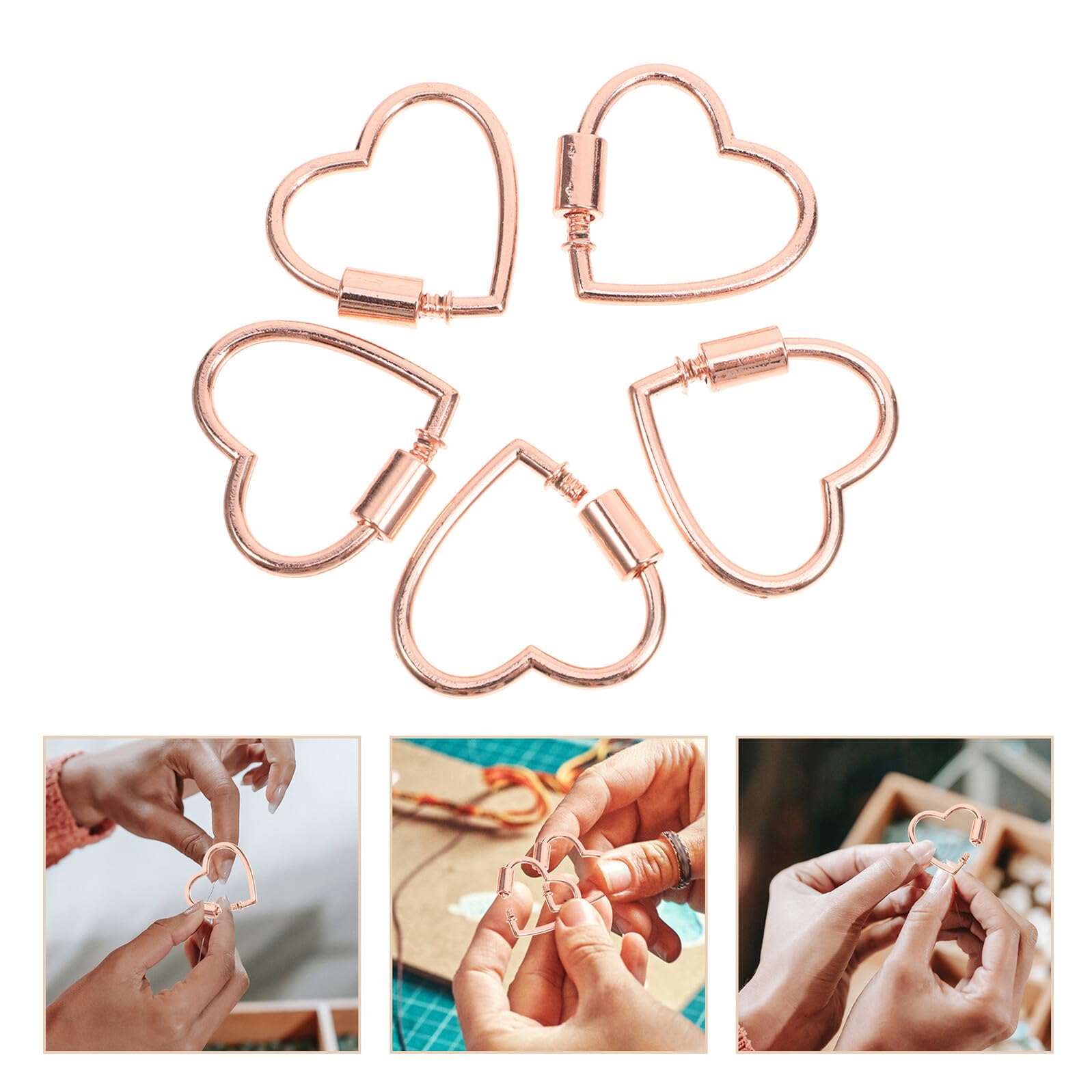 10piezas Conector de Joyería Mosquetón con Cierre de Rosca de Corazón de Aleación para Hacer Pulseras de Joyería Clip Conector para Llavero Soporte para Bolso de Monedero Pack