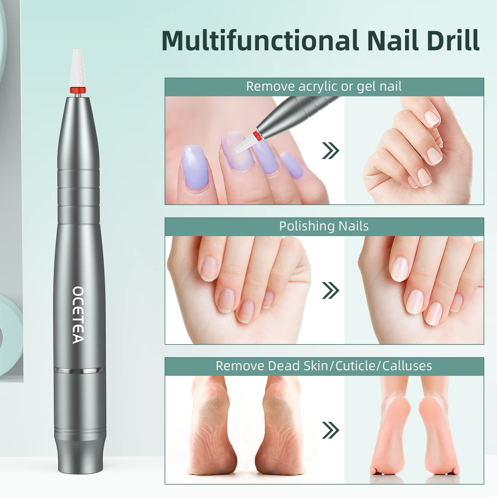 Efile - Taladro eléctrico de uñas, máquina portátil de manicura y pedicura, kit profesional de lima de uñas, herramientas para pulir, dar forma, quitar uñas de gel acrílicas, uso doméstico o de 2