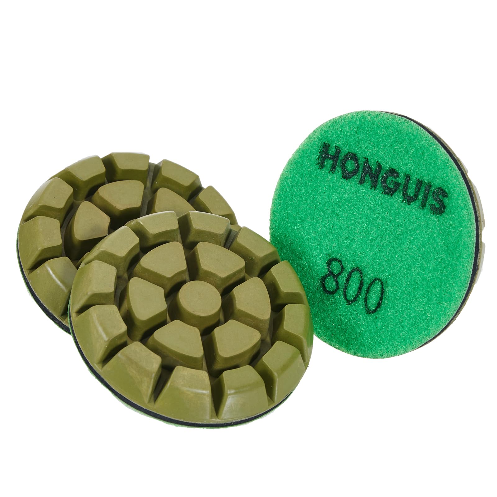 HONGUIS 3 inch *10mm Diamond Floor Polishing Pucks,Grit 800 Set of 3, Concrete Sanding Disc,for Cement Rerrazzo Marble Granite Floor,Grit 800
